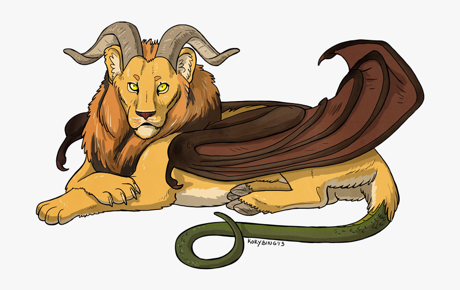 Transparent Lion Transparent Png - Lion With Goat Horns, Transparent Clipart