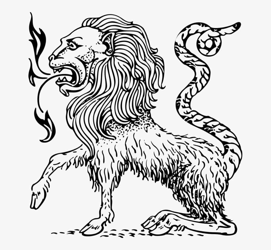 Art,monochrome Photography,carnivoran - Chimera Greek Mythology Symbol, Transparent Clipart