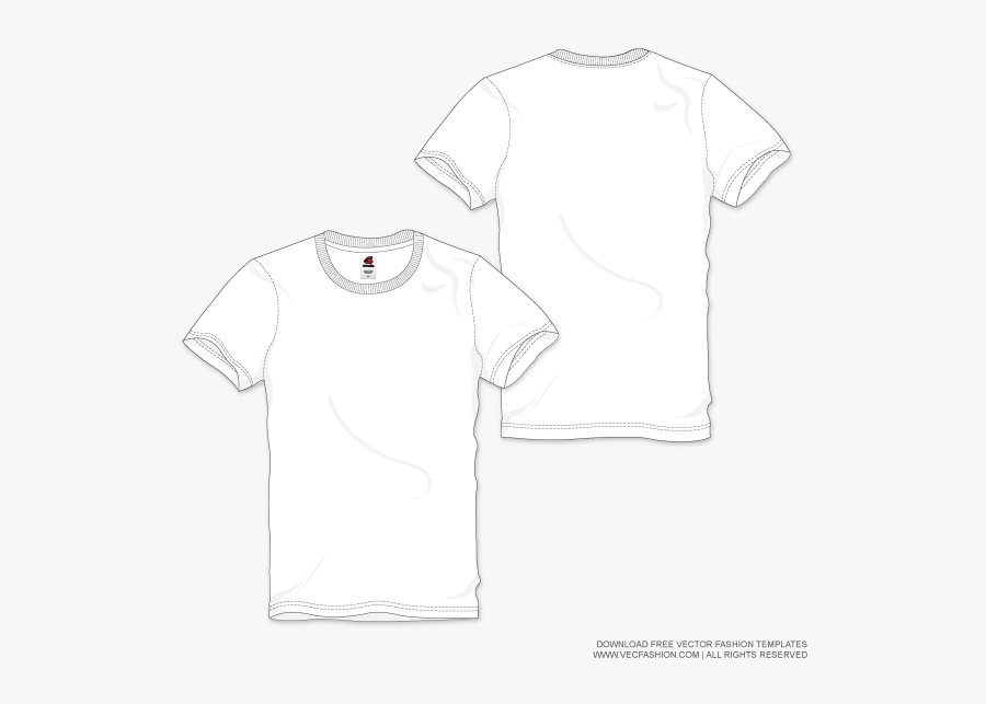 Men White Round Neck T Shirt Vector Template Trazo - Mens T Shirt Flat, Transparent Clipart