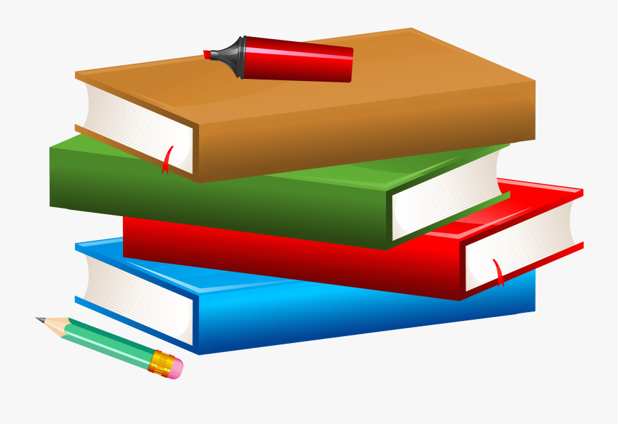 Books With Pencil And Marker Png Clipart Image - Books And Pencil Clipart, Transparent Clipart