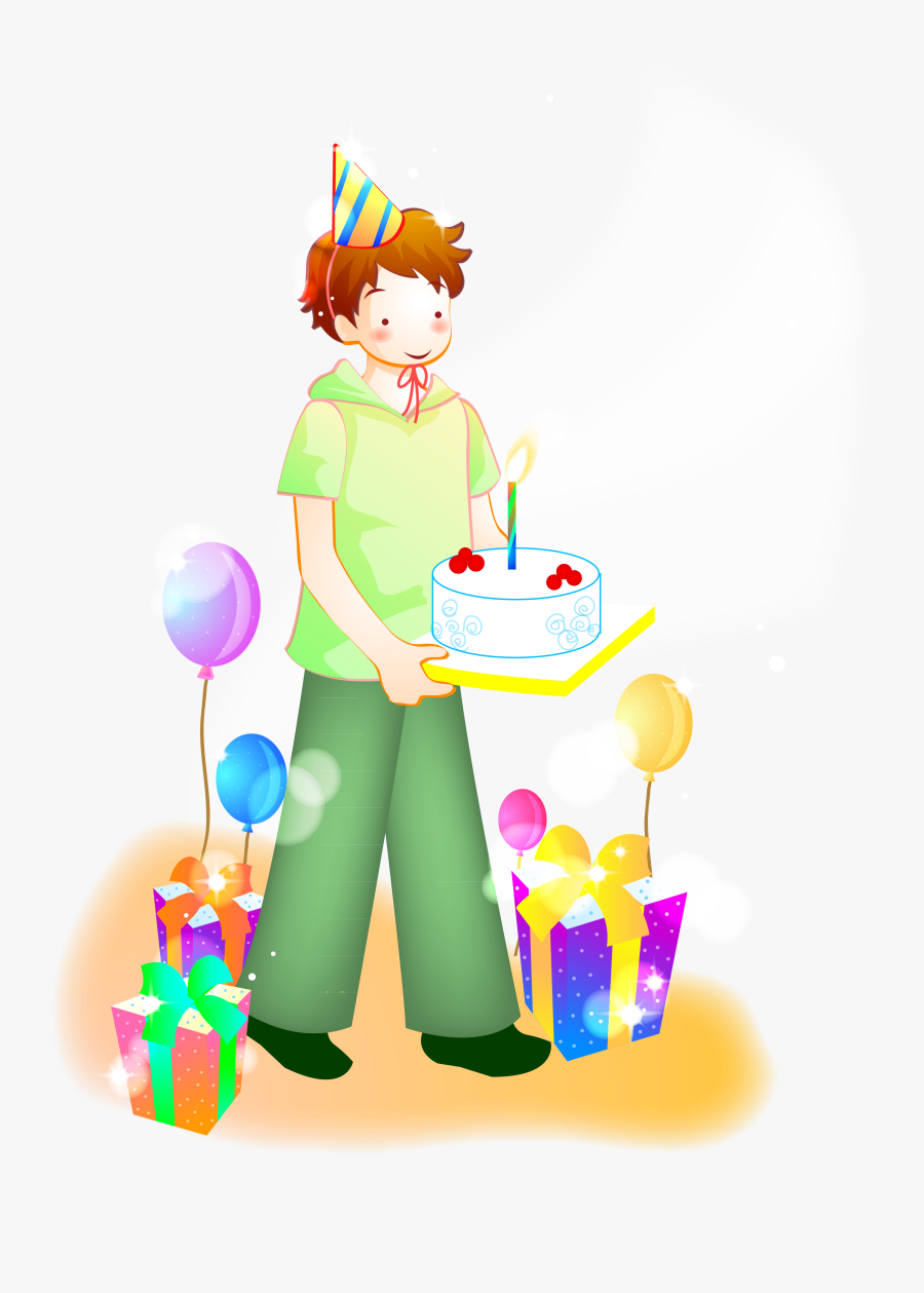 Clip Art Birthday Illustration Transprent Png - Laki Laki Ulang Tahun Vektor, Transparent Clipart