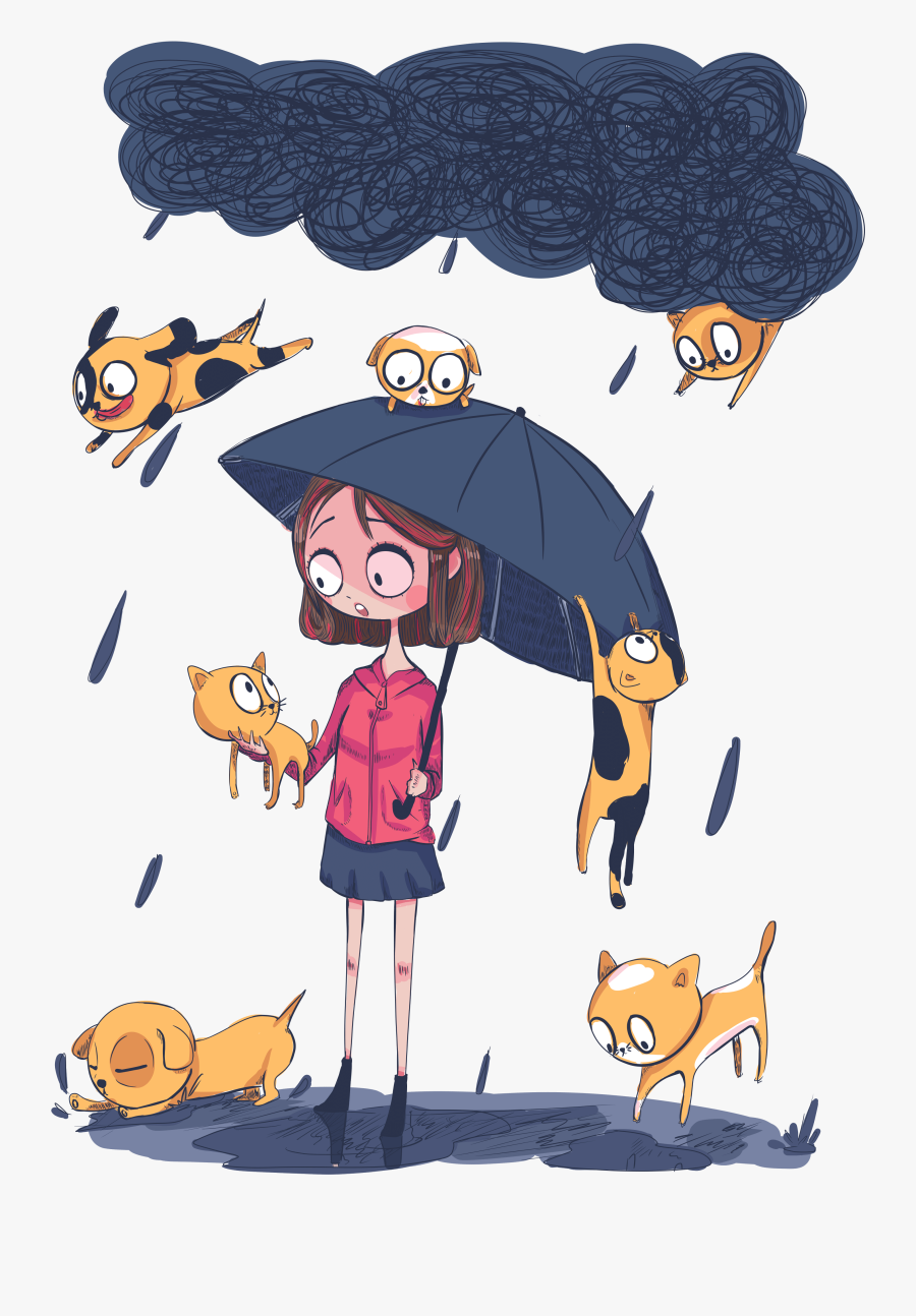 Raining Cats And Dogs Illustration, Transparent Clipart