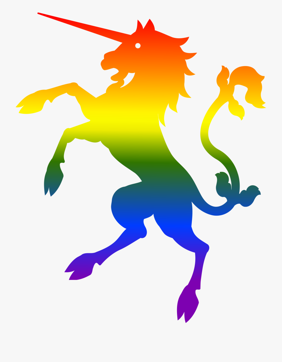 Artwork,fictional Character,mythical Creature - Rainbow Flag With Unicorn, Transparent Clipart