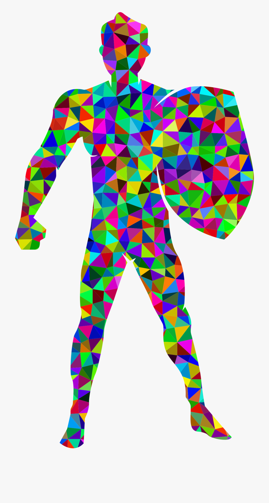 Prismatic Low Poly Man With Shield Clip Arts - Clip Art, Transparent Clipart