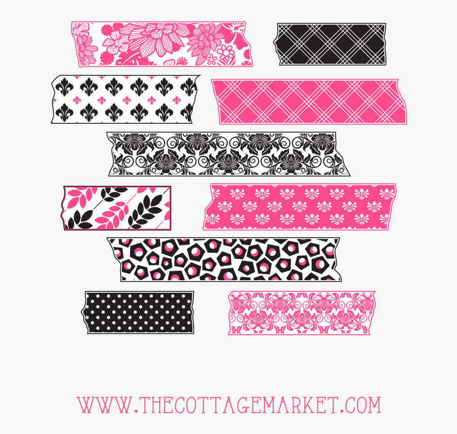 Transparent Washi Tape Clipart - Pink And Black Washi Tape, Transparent Clipart