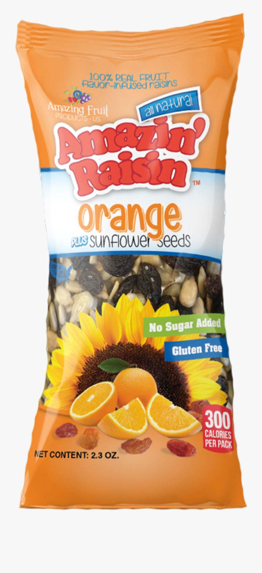 Orange Plus Sunflower Seeds 100% Real Fruit Flavor-infused - Sunflower Seeds And Raisins, Transparent Clipart