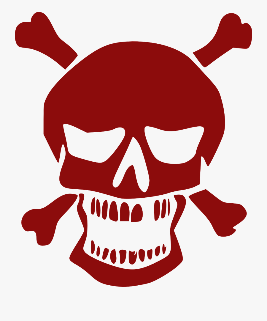 Skull, Crossbones, Red, Pirate, Jolly Roger, Death - Red Pirate Skull, Transparent Clipart