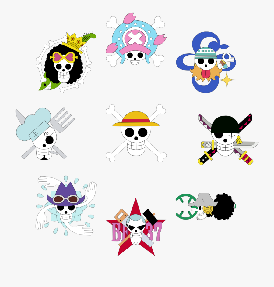 Transparent Jolly Roger Png - One Piece Crew Jolly Rogers, Transparent Clipart