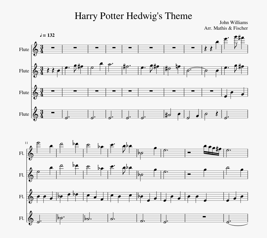 Clip Art Hedwigs Theme Flute - Isn T She Lovely Drum Sheet, Transparent Clipart