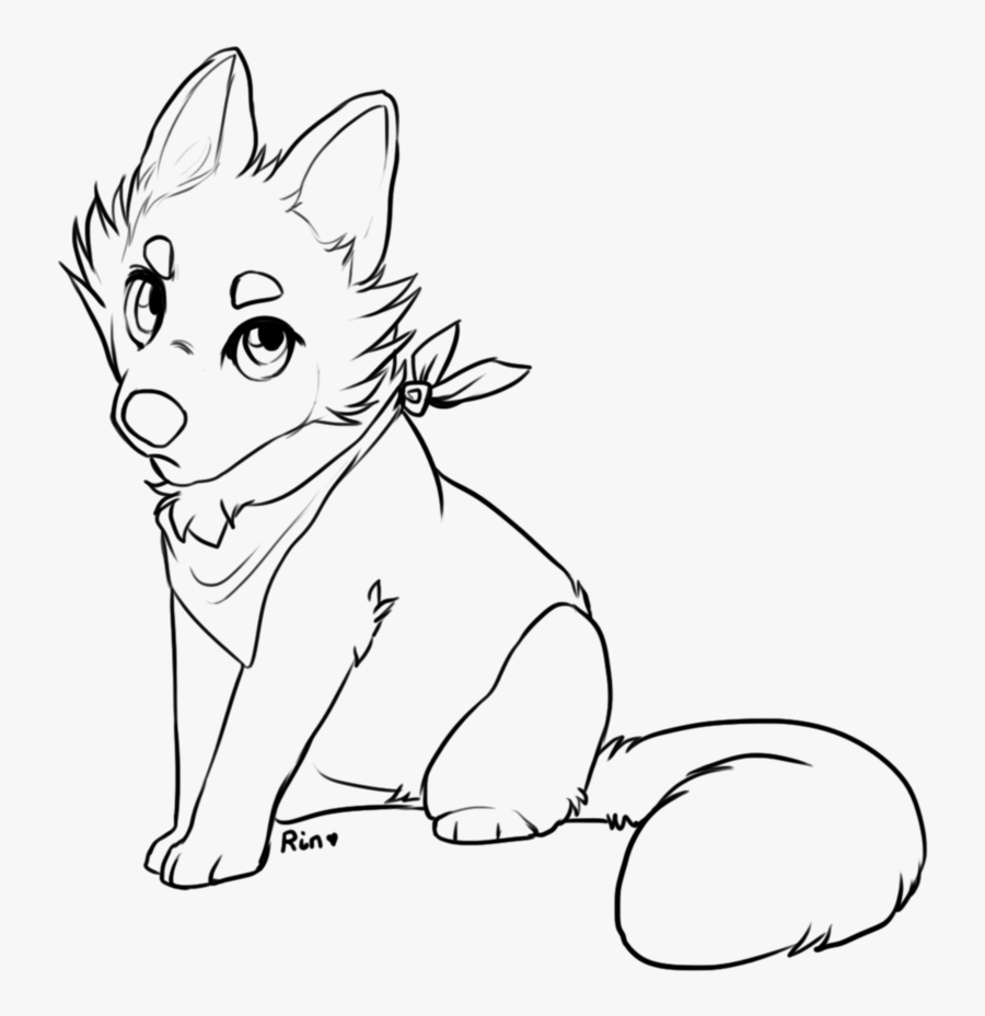 Lines Free Use Fox Wolf Cub By Rinermai - Feral Fox Furry Base, Transparent Clipart