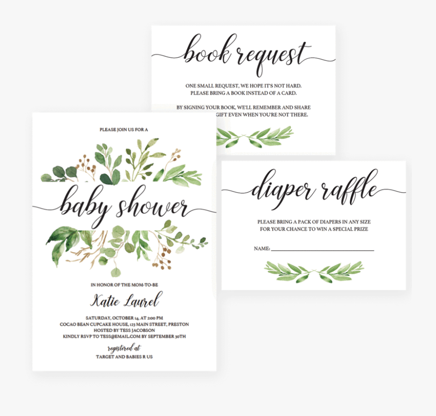Diy Baby Shower Invitation Templates - Leaves Watercolor, Transparent Clipart