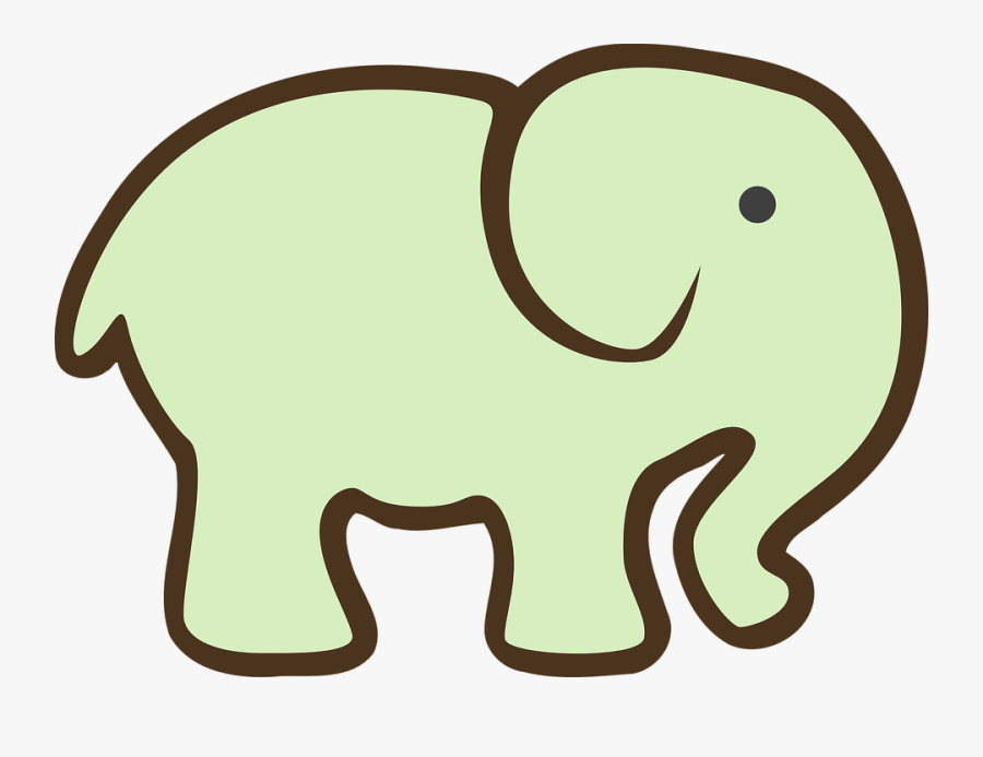 Elephant, Silhouette, Mint, Cute, Baby - Printable Baby Elephant Outline, Transparent Clipart