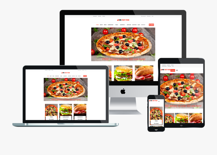 Ws Fast Food Is Free Food Delivery Wordpress Theme - Web Design Templates Png, Transparent Clipart