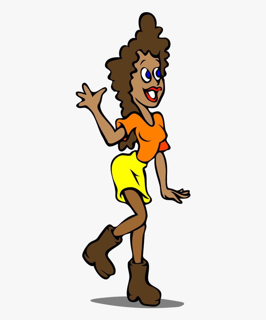 African Brunette Woman - Girl Waving Clipart Gif, Transparent Clipart