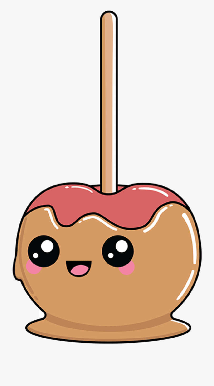 #cute #kawaii #apple #caramel #stick #red #fruit #sweet - Kawaii Cute Foods Gif, Transparent Clipart