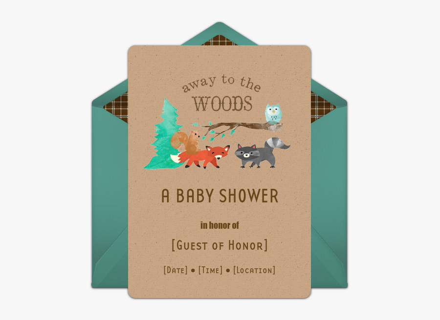 Punchbowl - Com - Online Invitations - Woodland Baby - Baby Shower Woodland Online Invitation, Transparent Clipart