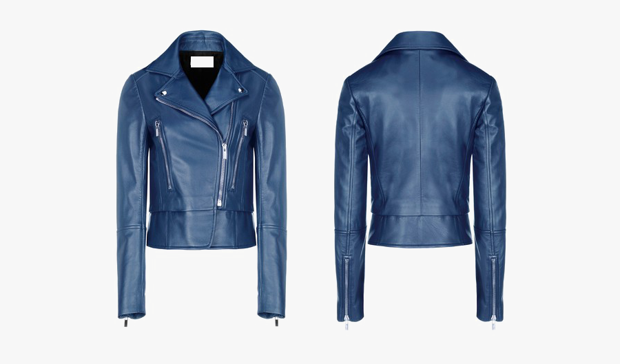 Blue Leather Jacket Womens Biker, Transparent Clipart