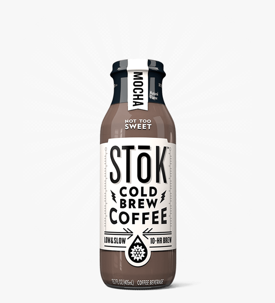 Stōk Mocha Creamed Cold Brew Coffee - Glass Bottle, Transparent Clipart