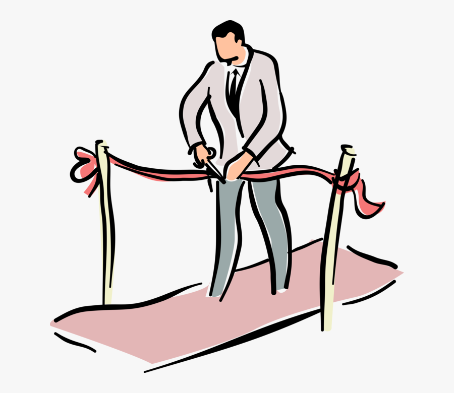 Vector Illustration Of Ribbon-cutting Ceremony Inaugurates - Opening Ceremony Ribbon Cut Clipart, Transparent Clipart
