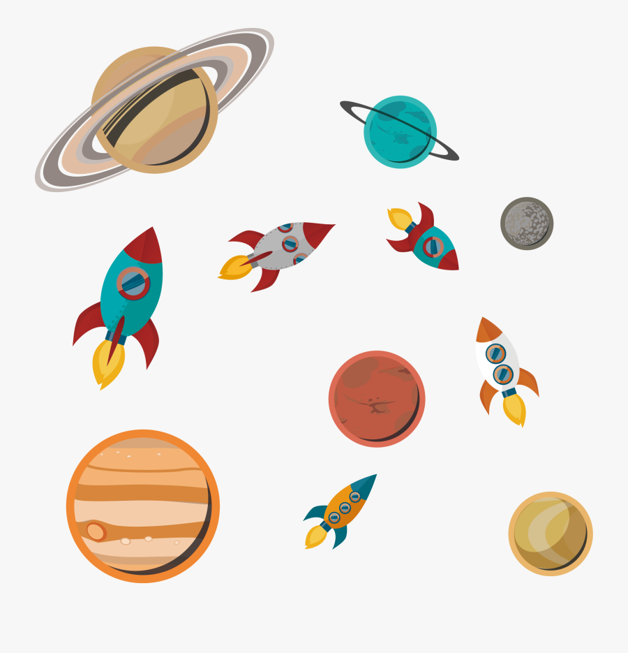 Spaceship Clipart Outer Space - Planets Illustration Png, Transparent Clipart