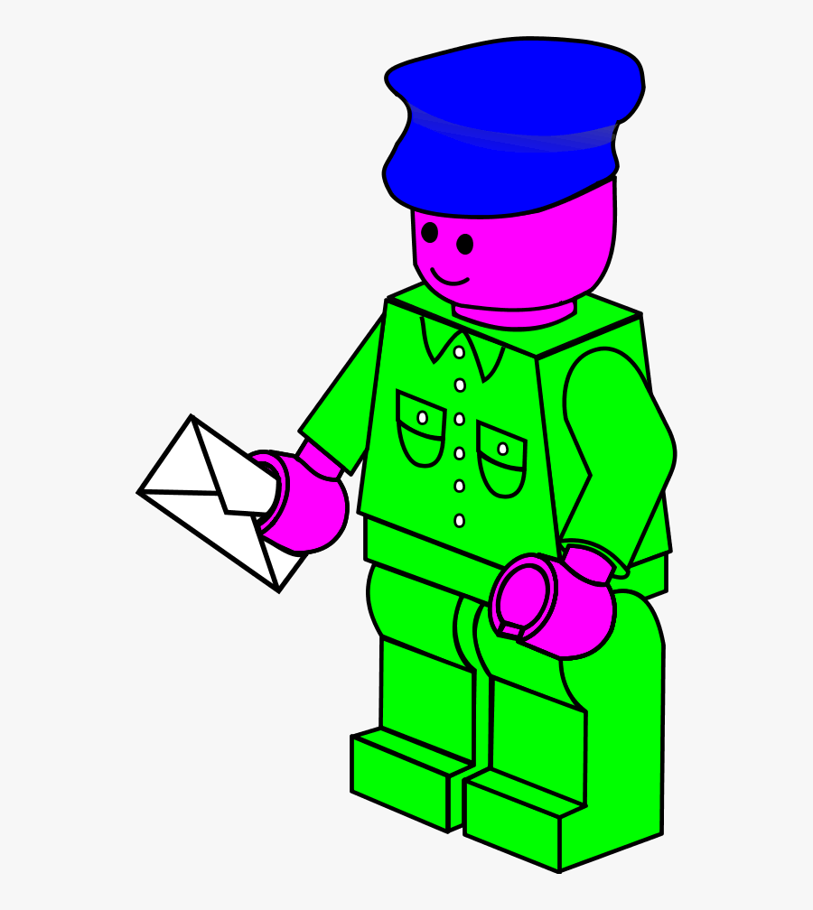 Lego Town Postman - Black And White Lego Men, Transparent Clipart