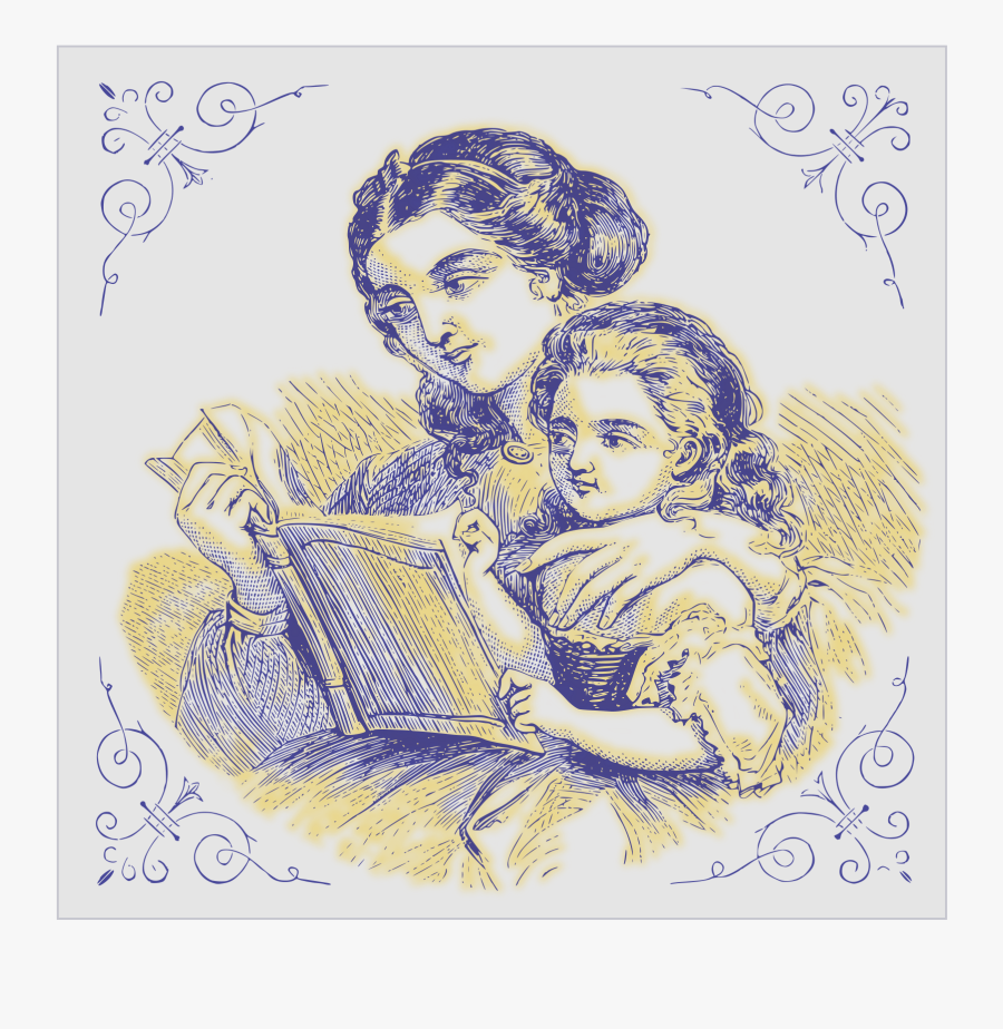 Mother Reading For Her Daughter 01 Clip Arts - Mother Daughter Reading .png, Transparent Clipart