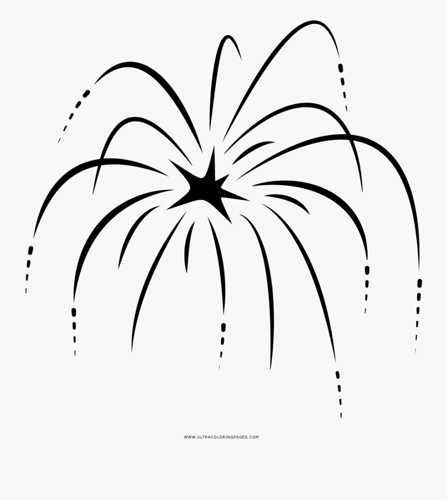 Fireworks Coloring Page - Line Art, Transparent Clipart