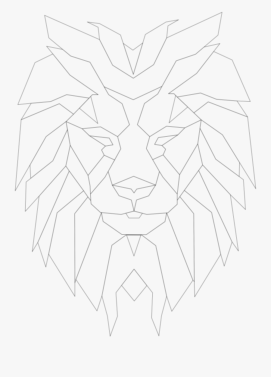Polygonal Lion Face Wireframe Clip Arts - Line Art, Transparent Clipart
