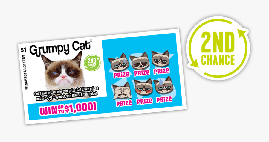 729 Grumpy Cat 2ndchance - Grumpy Cat Lottery Ticket, Transparent Clipart