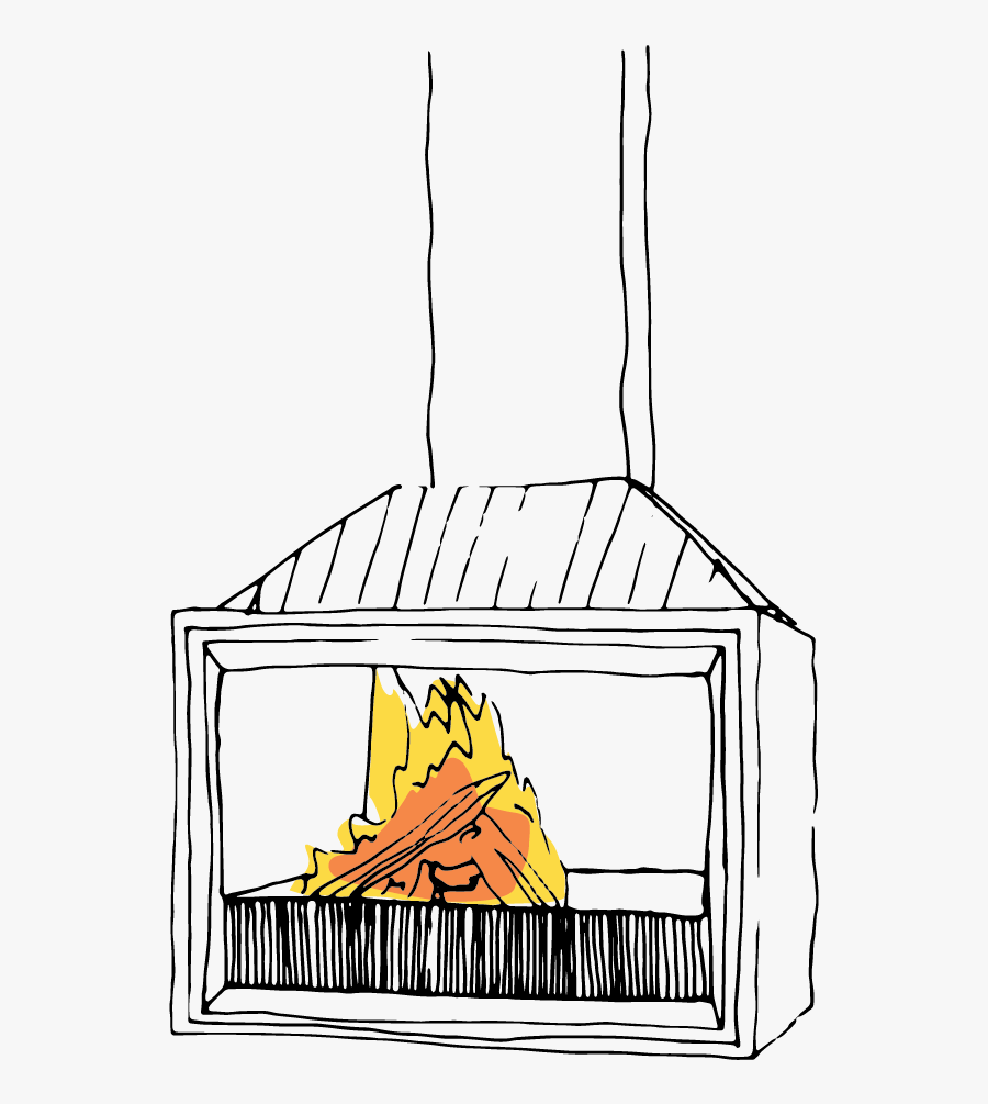 Fireplace - Line Art, Transparent Clipart