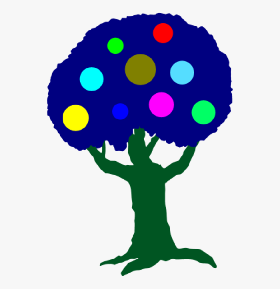 Tree With Colorful Circles Fruit - Clip Art, Transparent Clipart