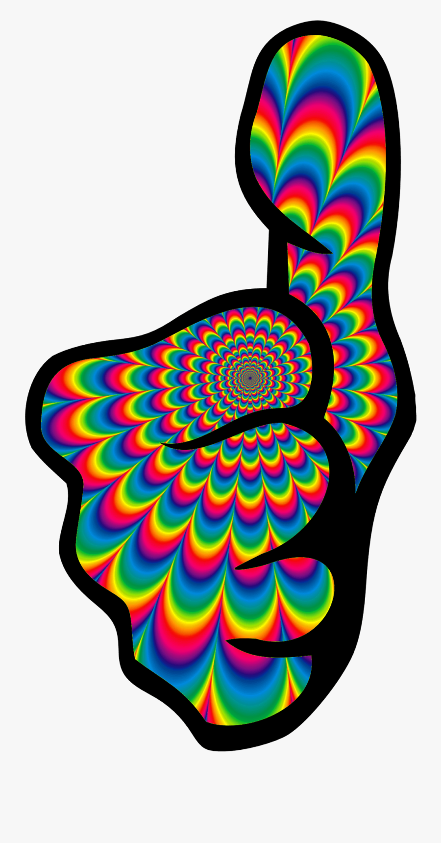 Psychedelic Thumbs Up, Transparent Clipart