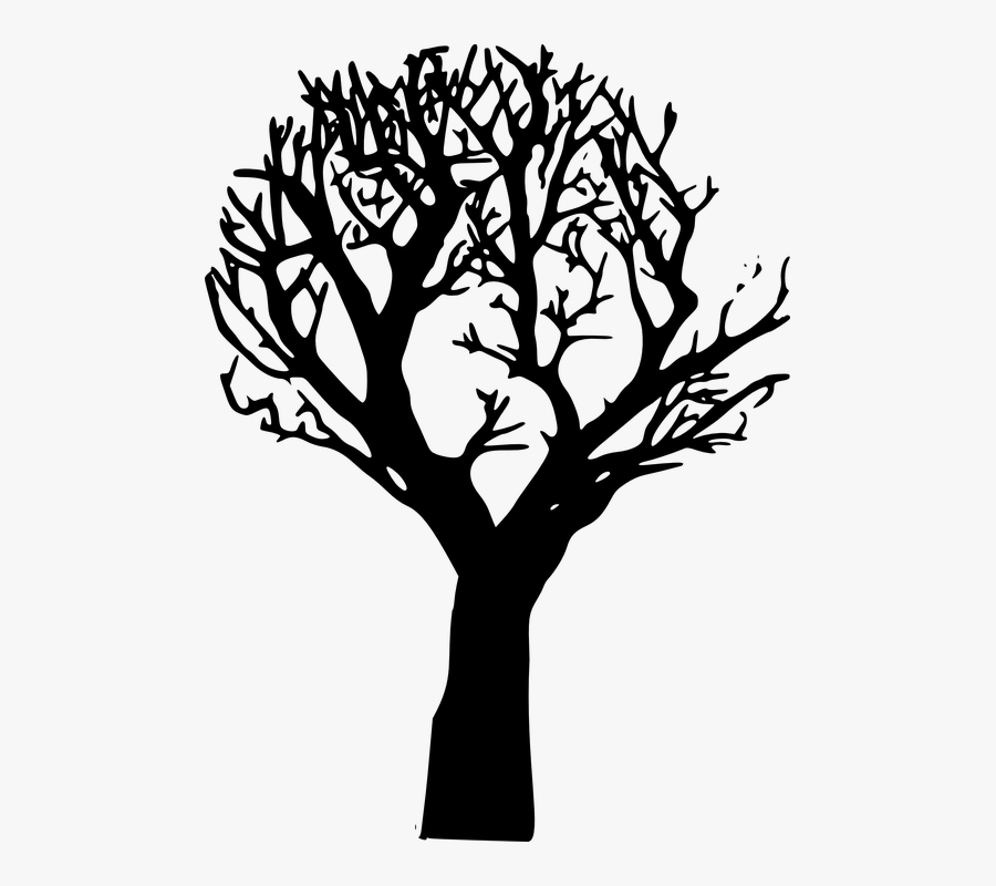 Transparent Tree Branch Vector Png - Tree Cartoon Black Png, Transparent Clipart