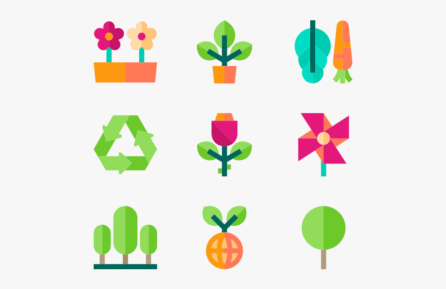 Ecology Set - Plants Flat Icon, Transparent Clipart