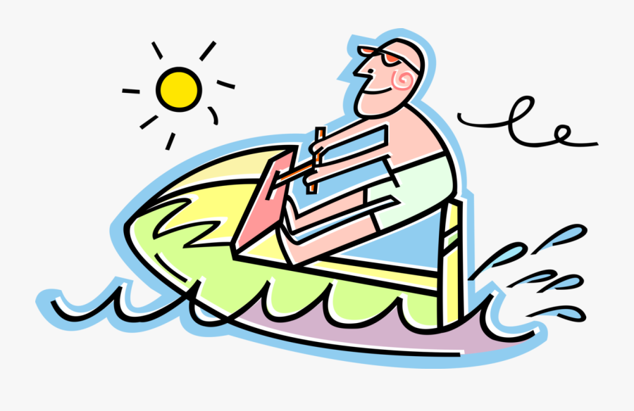 Vector Illustration Of Personal Watercraft Water Sports - Jet Ski Clip Art, Transparent Clipart