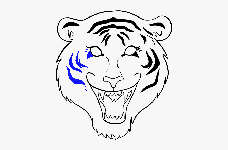 How To Draw Tiger Face - Tiger Mouth Open Drawing, Transparent Clipart