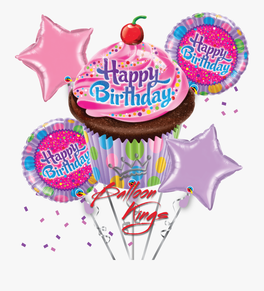 Birthday Frosted Cupcake Bouquet, Transparent Clipart