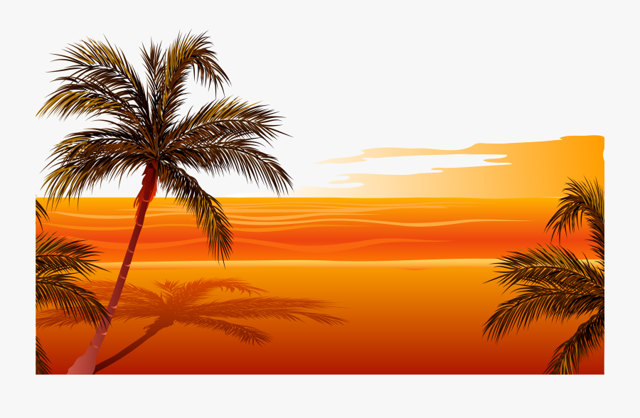 Beach Sunset Drawing Clip Art, Transparent Clipart