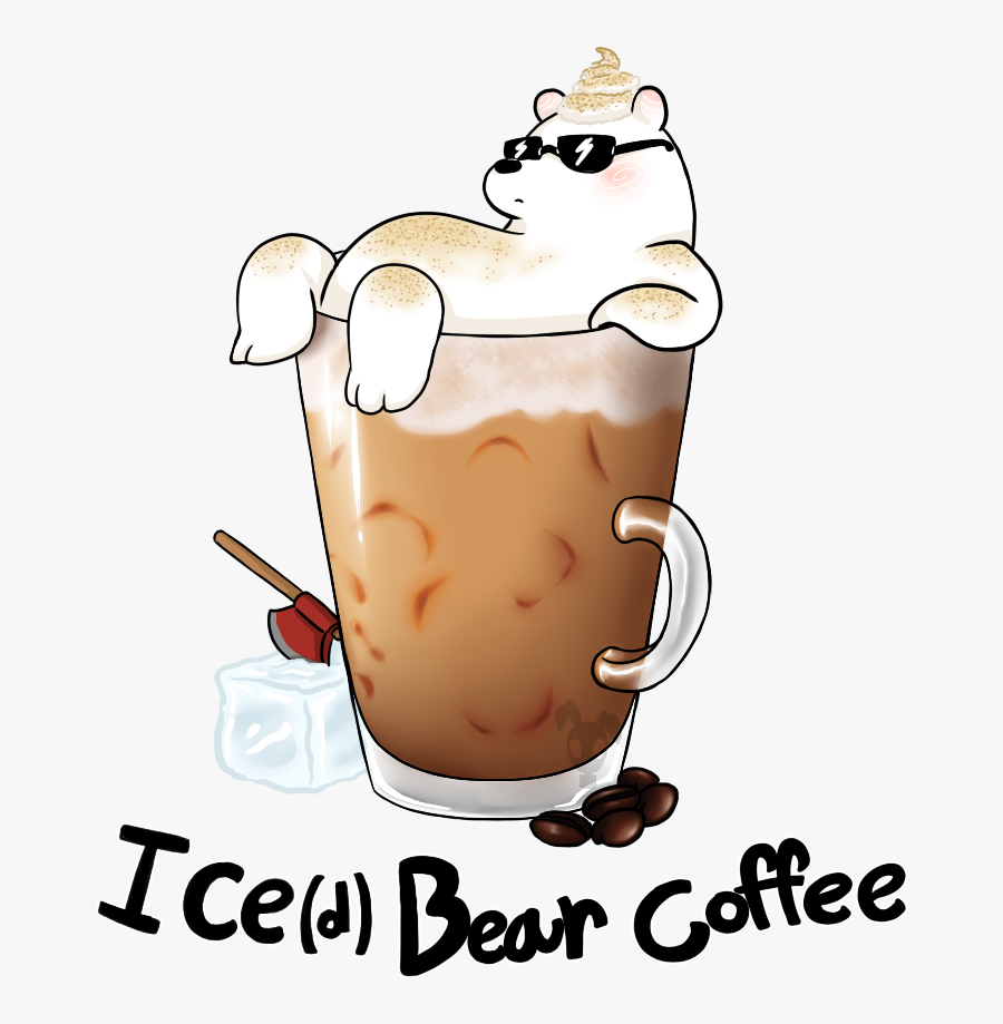 Latte Clipart Iced - Ice Bear Drinking Coffee, Transparent Clipart