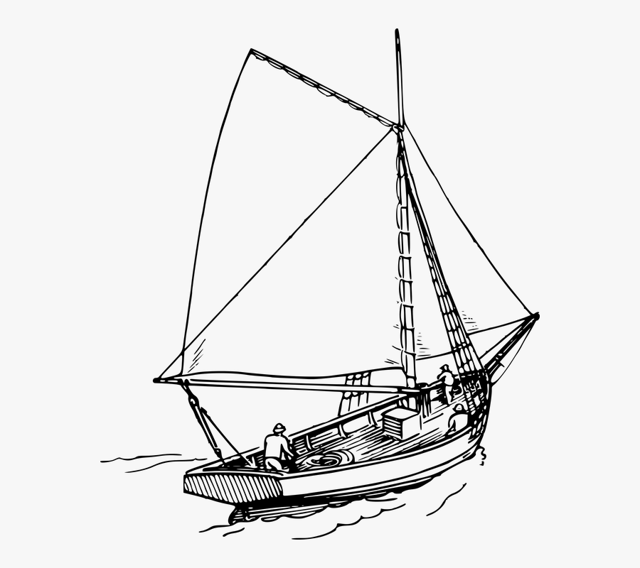 Transparent Yacht Clipart Black And White - Transparent Sailboat Drawing, Transparent Clipart