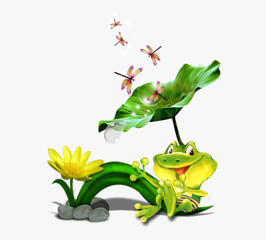 Image Du Blog Zezete - Frog On A Lily Pad Drawing, Transparent Clipart