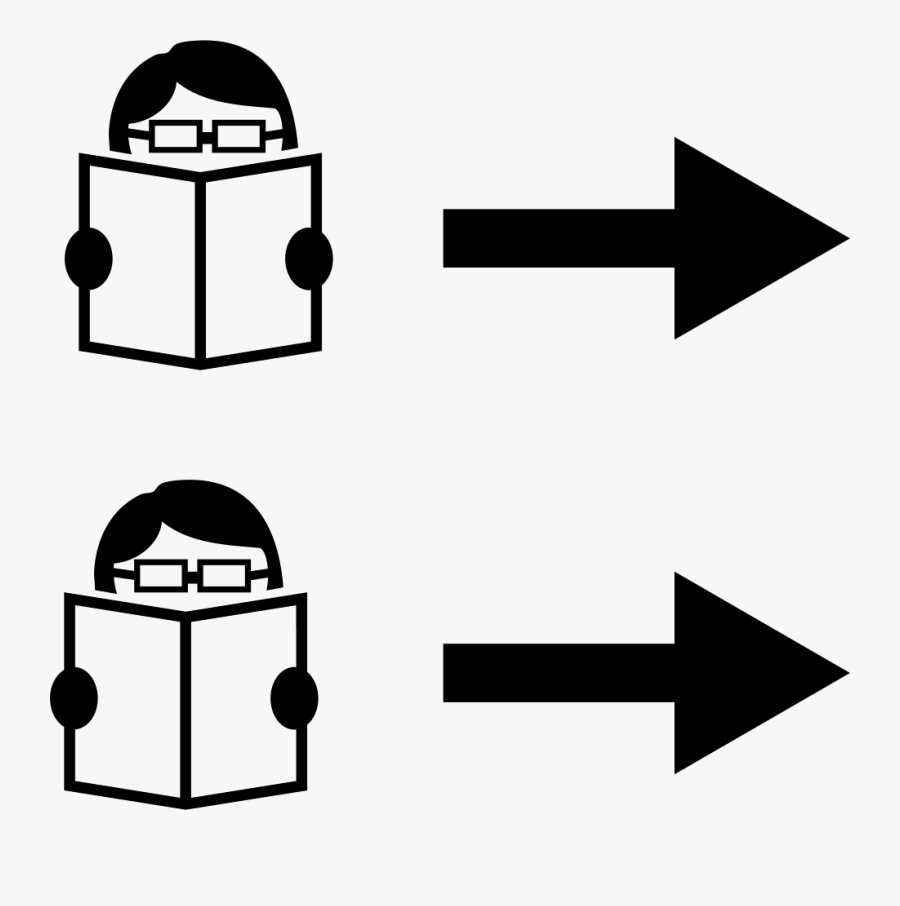 Two Students Reading Books With Right Arrows - Do Not Disturb Reading, Transparent Clipart