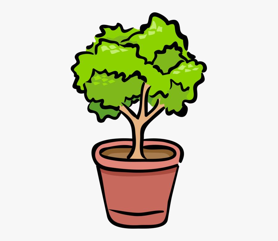 Vector Illustration Of Potted Plant Shrub Or Bush - Potted Shrubs Clip Art, Transparent Clipart