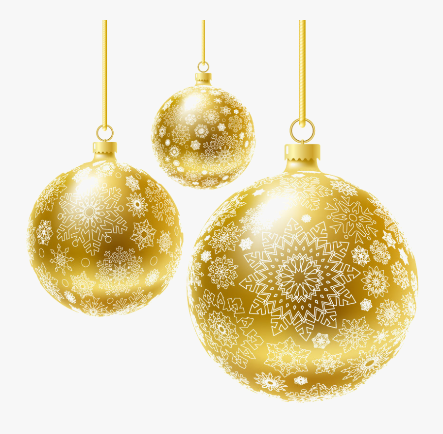 Hanging Gold Christmas Balls, Transparent Clipart