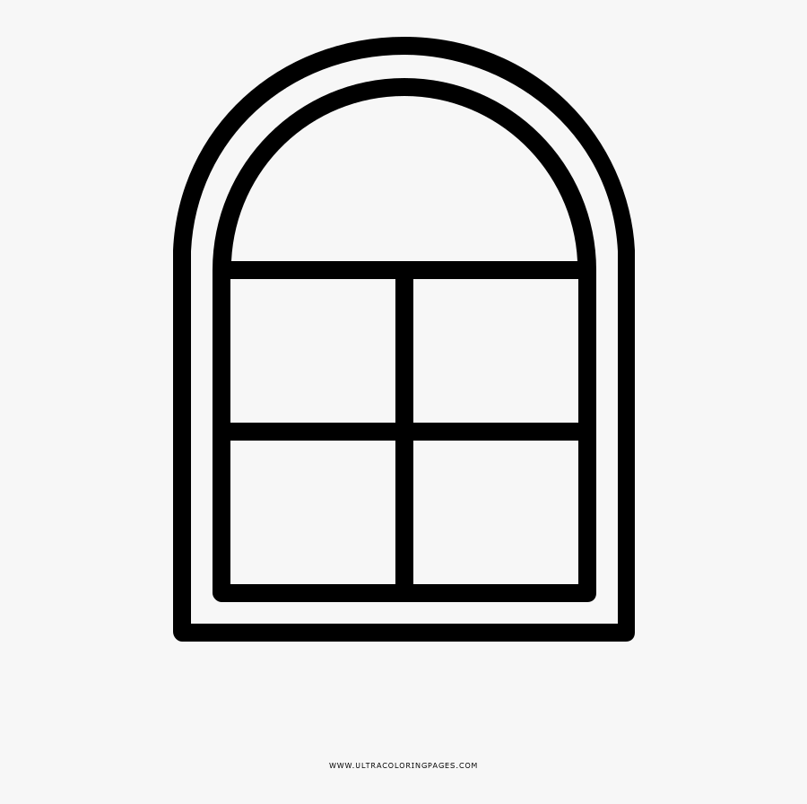 Arch Window Coloring Page - Window Clipart Black And White, Transparent Clipart