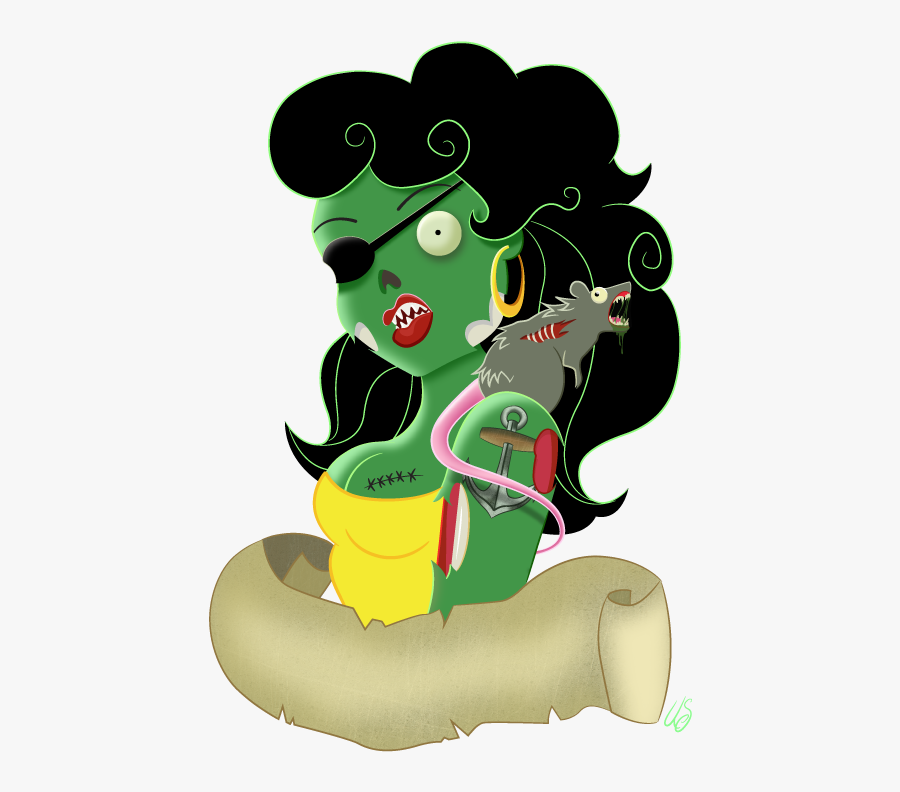 Zombie Pinup With Rat - Cartoon, Transparent Clipart