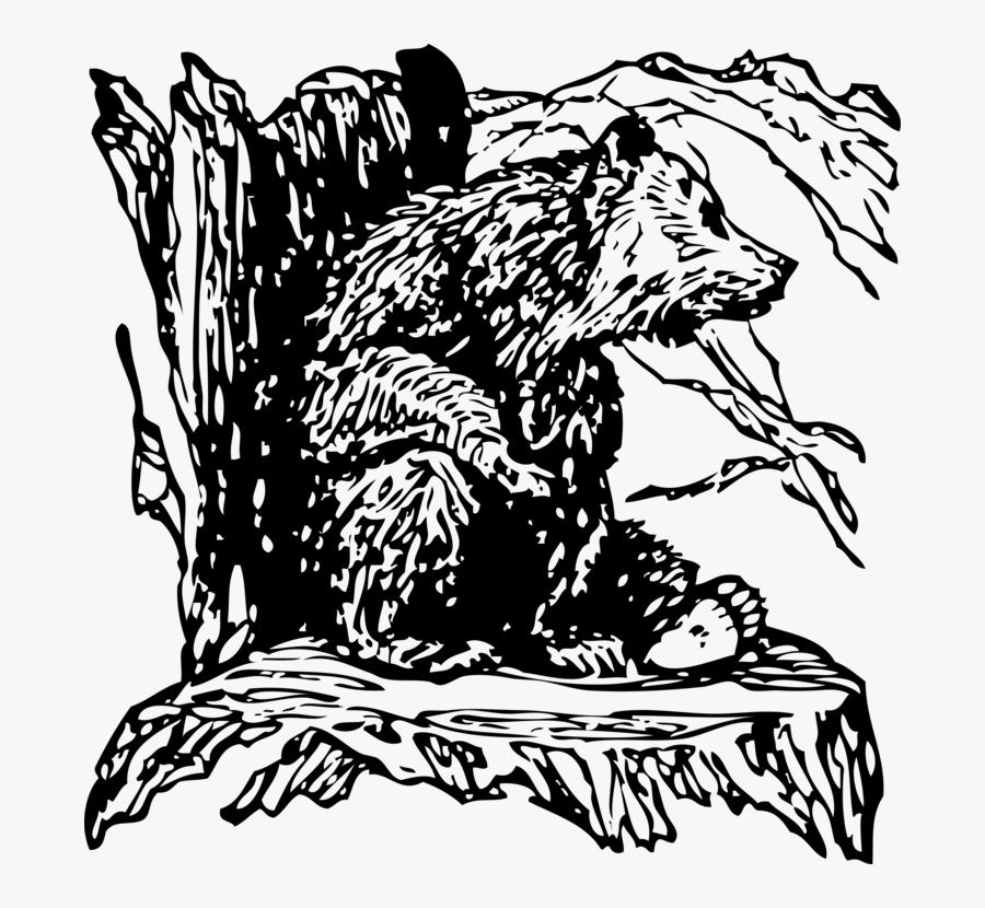 Free Vector Bear On A Stump Clip Art - Drawn Bear On A Stump, Transparent Clipart