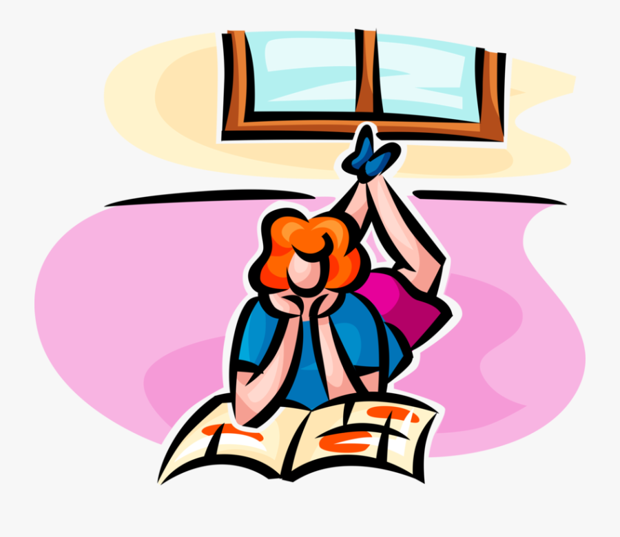 Vector Illustration Of Adolescent Teenager Reads Teen - Clip Art, Transparent Clipart