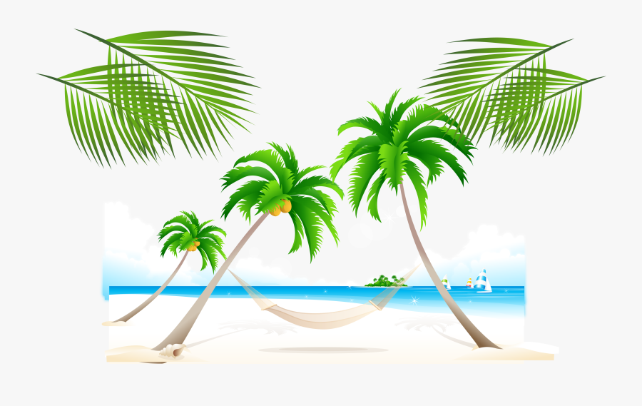 Trees On The Beach Clipart, Transparent Clipart