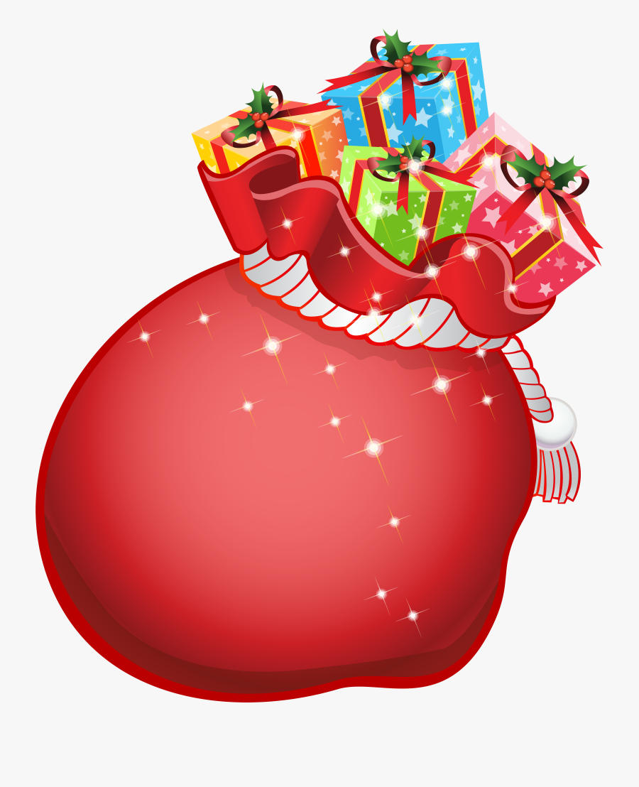 Santa Bag With Gifts Transparent Png Clip Art, Transparent Clipart